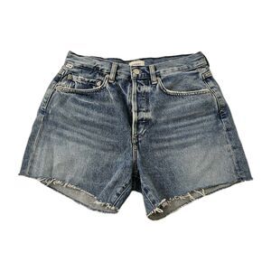 Citizens Of Humanity Shorts Womens 26 Blue Annabelle Long High-Rise Raw Hem Boho